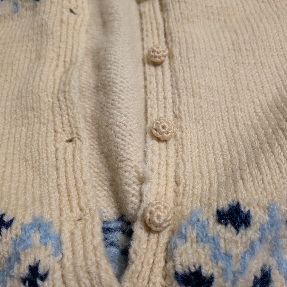 Vintage Finnwear 100% Wool Fair Isle Cardigan Sweater Womens Size M Nordic Knit - Picture 3 of 10